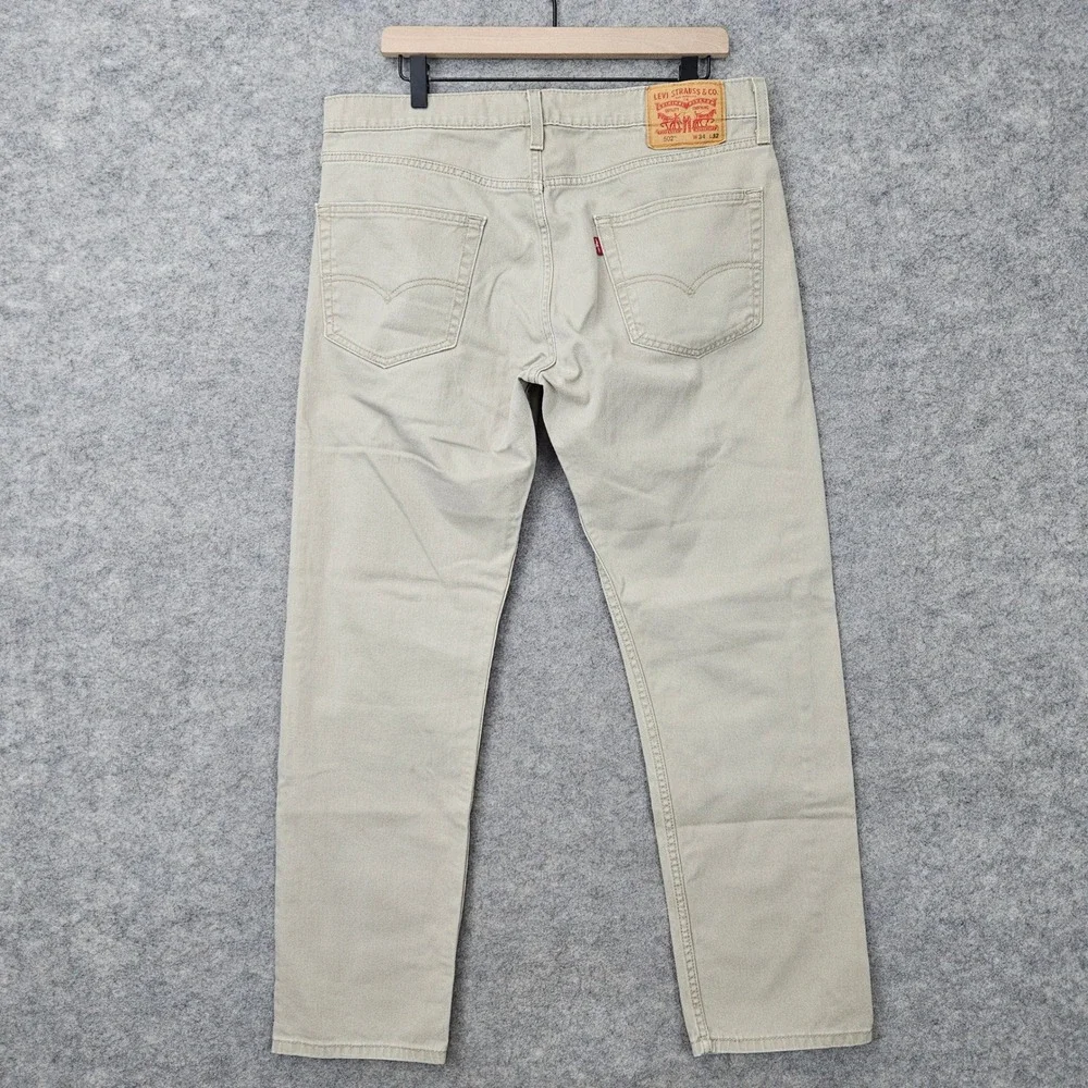 Levi's 502 Regular Taper Jeans Men's 34x32 Khaki Tan Beige Stretch Denim 2021